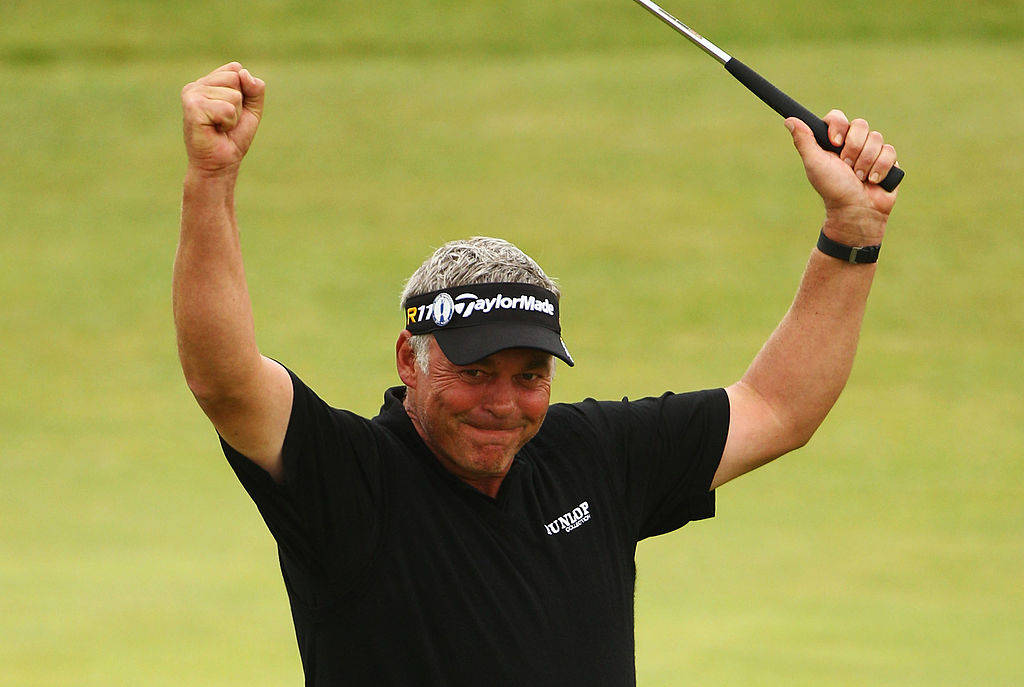 Darren Clarke celebrates winning The Open